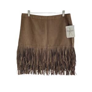 WRANGLER NWT Faux Suede Fringe miniskirt Medium